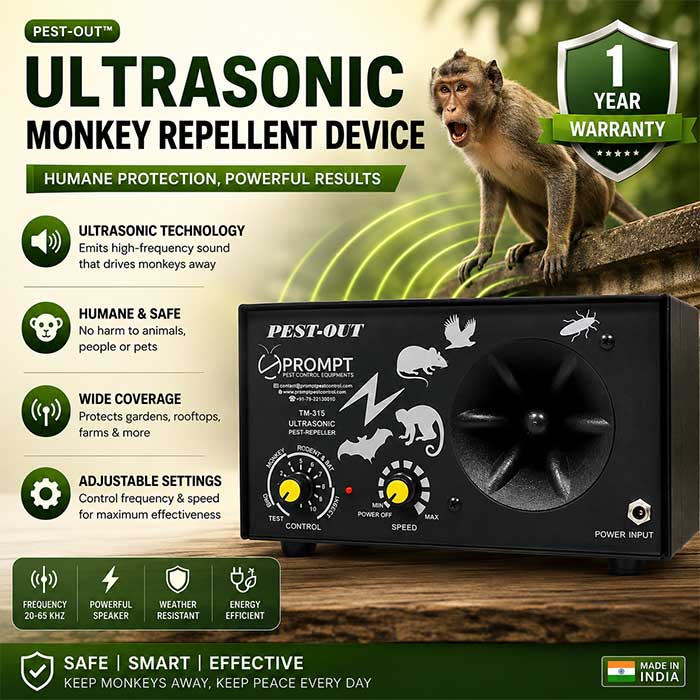 monkey repellent, ultrasonic monkey repellent, ultrasonic monkey repellent device, monkey repellent machine, monkey control device